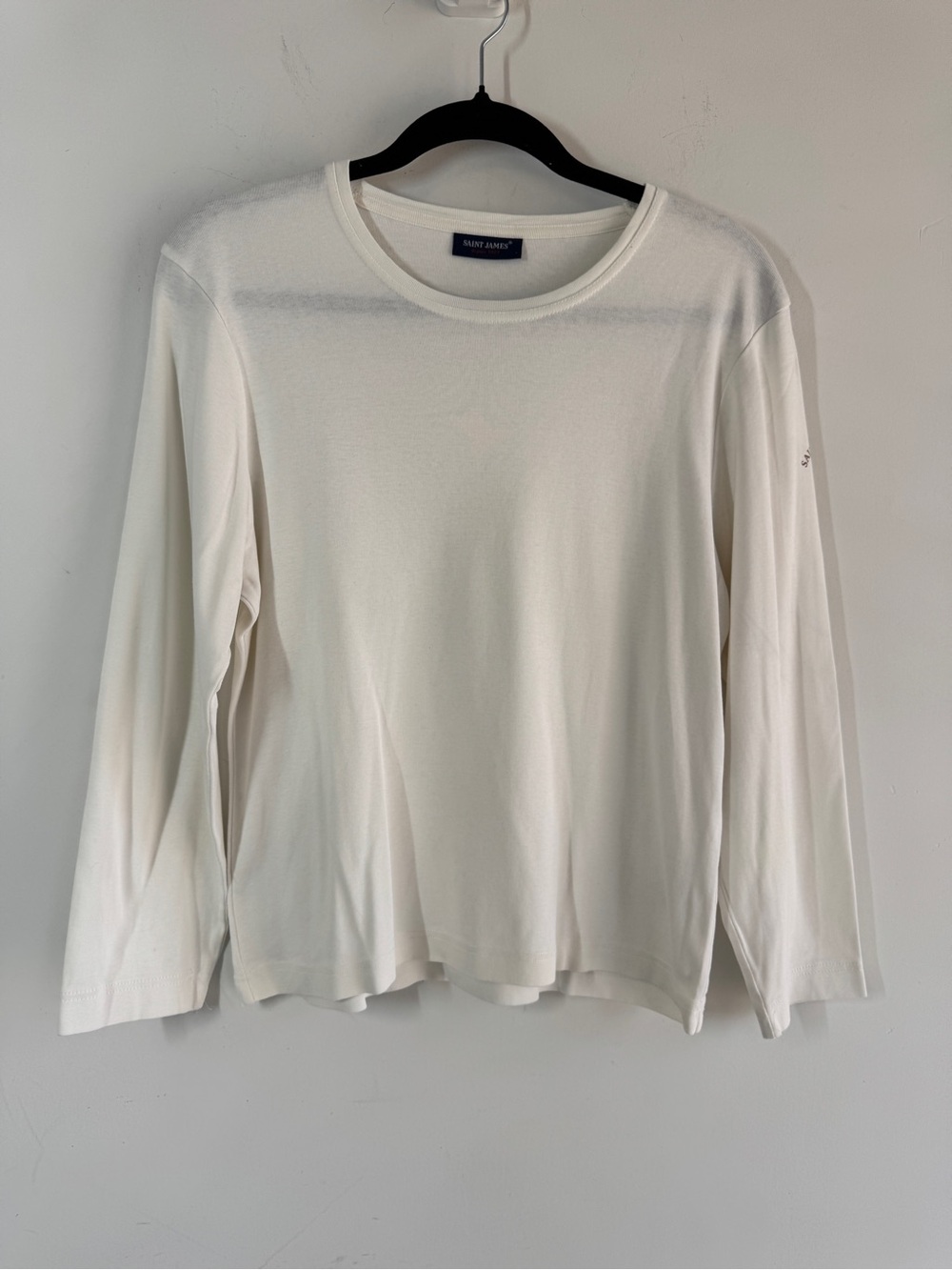Saint James Cotton White Long Sleeve Top M/L Capsule Minimal Quiet Luxury